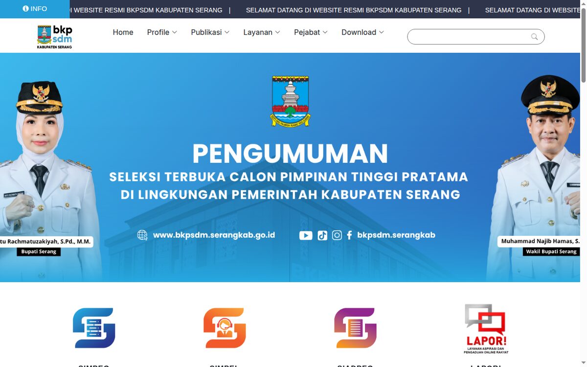 Website resmi BKPSDM Kabupaten Serang