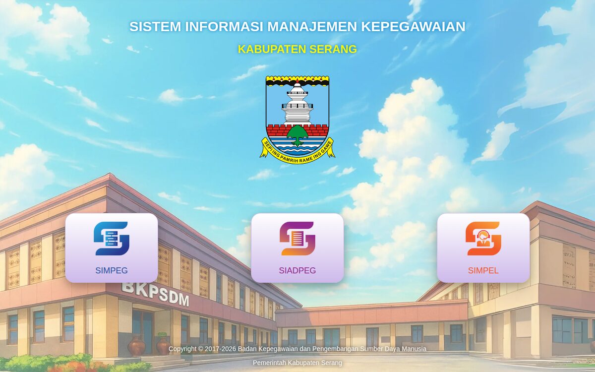 Portal SIMPEG Pemerintah Kabupaten Serang — Sistem Informasi Manajemen Kepegawaian